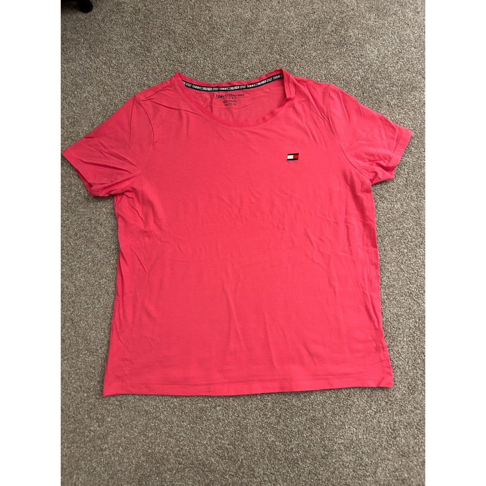 Tommy Hilfiger Sport T-Shirt Womens XL Pink Excellent Short Sleeve‎ Logo Tee